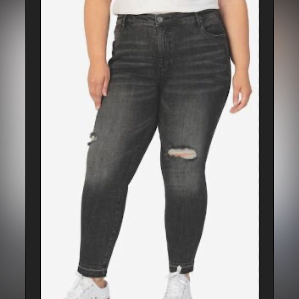 Kut From The Kloth Reese High Rise Fab Ab Ankle Straight Jeans distressed 16W